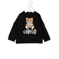Moschino Kids logo print crew neck sweatshirt - Preto
