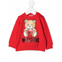Moschino Kids logo print crew neck sweatshirt - Vermelho