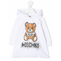 Moschino Kids logo print hooded sweatshirt dress - Branco