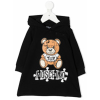 Moschino Kids logo print hooded sweatshirt dress - Preto