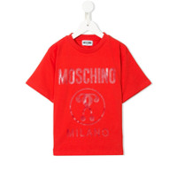 Moschino Kids logo print shortsleeved T-shirt - Vermelho