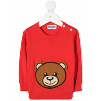 Moschino Kids long sleeve teddy patch sweater - Vermelho