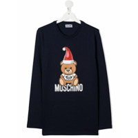 Moschino Kids long sleeve teddy print sweater - Azul
