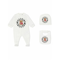 Moschino Kids Macacão com estampa de logo circular - Branco