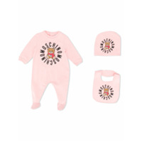 Moschino Kids Macacão com estampa de logo circular - Rosa