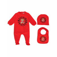Moschino Kids Macacão com estampa de logo circular - Vermelho