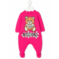Moschino Kids Macacão com logo de urso - Rosa