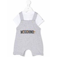 Moschino Kids Macacão com logo e efeito de sobreposição - Cinza