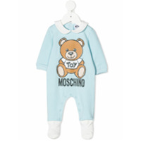 Moschino Kids Macacão de bebê com estampa de logo Teddy Bear - Azul