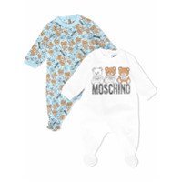 Moschino Kids Macacão infantil com estampa de urso - Branco