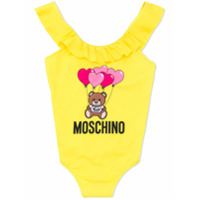 Moschino Kids Maiô Teddy Bear com babados - Amarelo