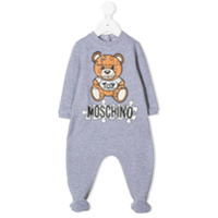 Moschino Kids marl knit logo print baby grow - Cinza