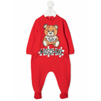 Moschino Kids marl knit logo print baby grow - Vermelho