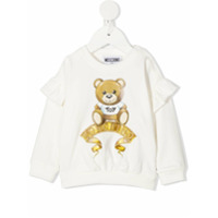 Moschino Kids Moletom com babados e logo bordado - Branco