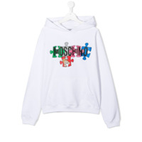 Moschino Kids Moletom com capuz e estampa de logo - Branco