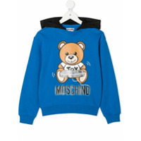 Moschino Kids Moletom com capuz e estampa de logo Teddy Bear - Azul