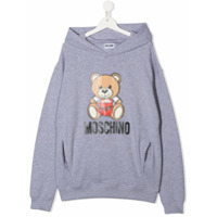 Moschino Kids Moletom com capuz e estampa de logo Teddy - Verde