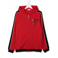 Moschino Kids Moletom com capuz e estampa de logo - Vermelho