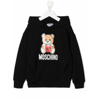 Moschino Kids Moletom com capuz e estampa de urso - Preto