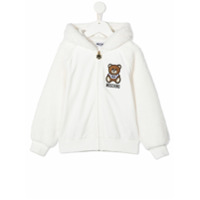 Moschino Kids Moletom com capuz e zíper - Branco