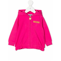 Moschino Kids Moletom com capuz e zíper frontal - Rosa