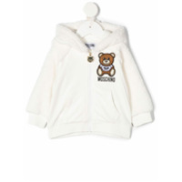 Moschino Kids Moletom com capuz e zíper Teddy - Branco