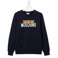 Moschino Kids Moletom com estampa de logo - Azul