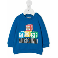 Moschino Kids Moletom com estampa de logo - Azul