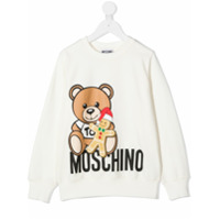 Moschino Kids Moletom com estampa de logo Christmas Teddy - Branco