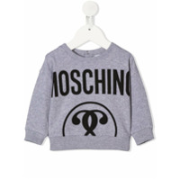 Moschino Kids Moletom com estampa de logo - Cinza