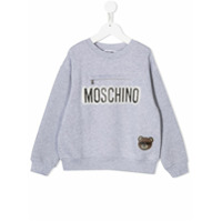 Moschino Kids Moletom com estampa de logo - Cinza