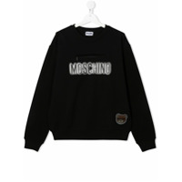 Moschino Kids Moletom com estampa de logo - Preto