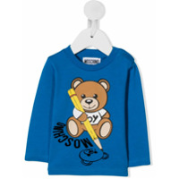 Moschino Kids Moletom com estampa de logo Teddy Bear - Azul