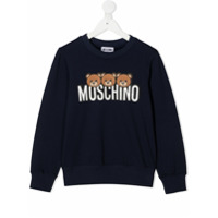 Moschino Kids Moletom com estampa de logo Teddy Bear - Azul