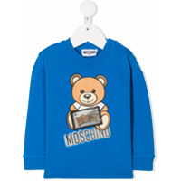 Moschino Kids Moletom com estampa de logo Teddy Bear - Azul