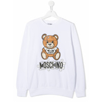 Moschino Kids Moletom com estampa de logo Teddy Bear - Branco
