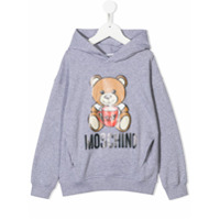 Moschino Kids Moletom com estampa de logo Teddy Bear - Cinza