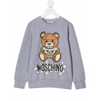 Moschino Kids Moletom com estampa de logo Teddy Bear - Cinza