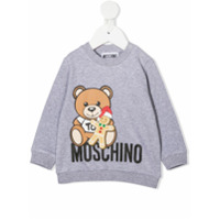 Moschino Kids Moletom com estampa de logo Teddy Bear - Cinza