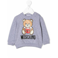 Moschino Kids Moletom com estampa de logo Teddy - Cinza