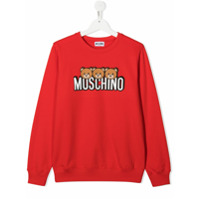 Moschino Kids Moletom com estampa de logo - Vermelho