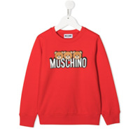 Moschino Kids Moletom com estampa de logo - Vermelho