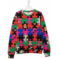 Moschino Kids Moletom com estampa jigsaw - Preto