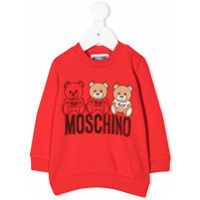 Moschino Kids Moletom com logo Teddy Bear - Vermelho