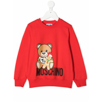 Moschino Kids Moletom com logo Teddy Bear - Vermelho