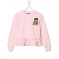 Moschino Kids Moletom com logo Teddy e peplum na barra - Rosa