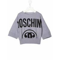 Moschino Kids Moletom cropped com estampa de logo - Cinza