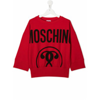 Moschino Kids Moletom cropped com estampa de logo - Vermelho