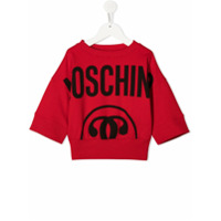 Moschino Kids Moletom cropped com estampa de logo - Vermelho