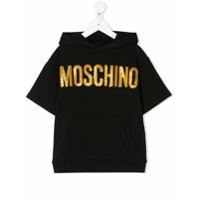 Moschino Kids Moletom de capuz mangas curtas com estampa de logo - Preto